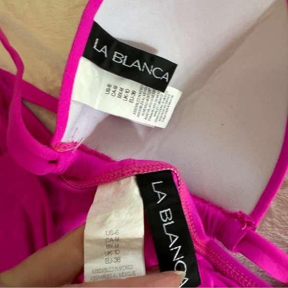 La Blanca Bikini 6 Gathered Hot Pink Swimsuit 2 Piece Set Bathing Suit S/M - Picture 3 of 10